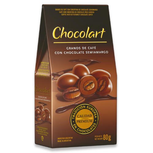 Granos de café cubiertos de chocolate