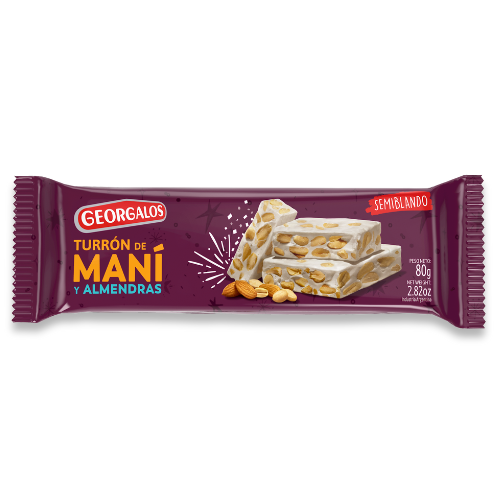 Turron de mani y almendras blando