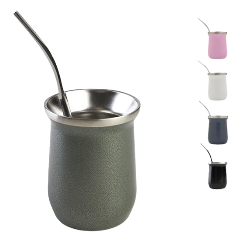 Mate en acero inoxidable con bombilla